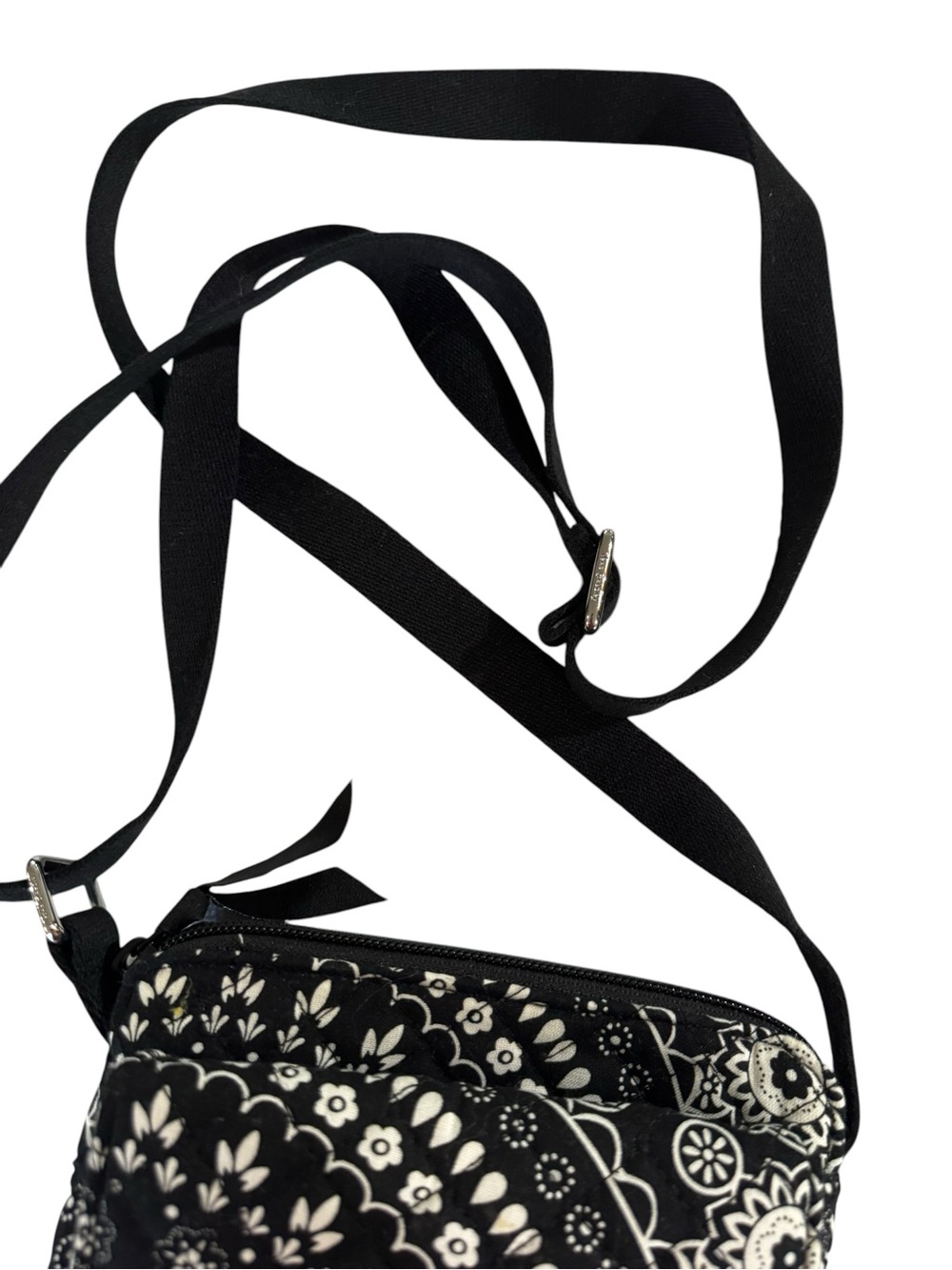 Vera Bradley Mini Hipster Black White Floral Crossbody Bag Purse - Picture 4 of 8